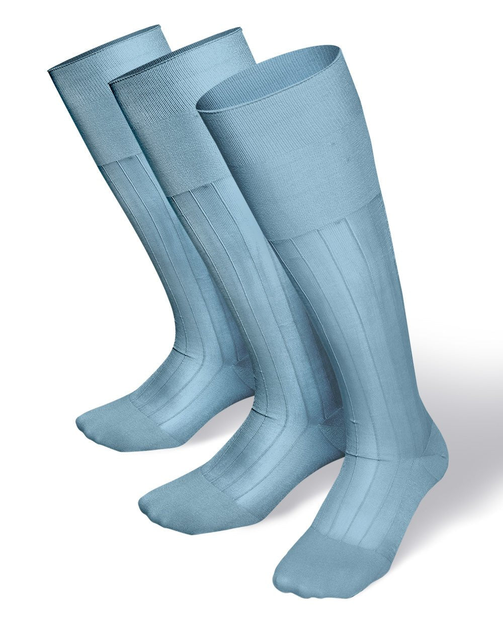 Vittorio Farina Men's Ribbed Shear Nylon Over The Calf Dress Socks - o - c - sky - 12 - Classy Cufflinks