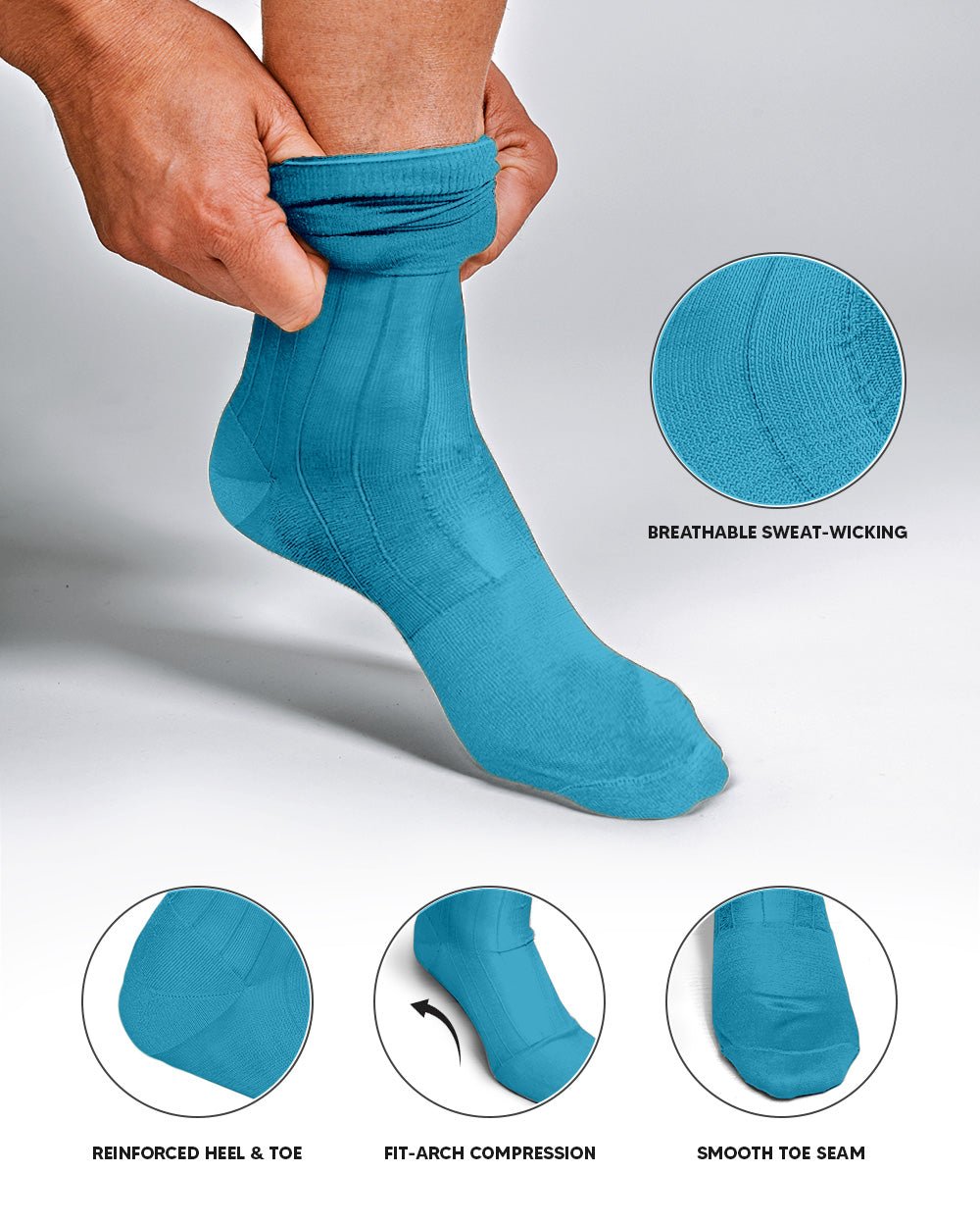 Vittorio Farina Men's Ribbed Shear Nylon Over The Calf Dress Socks - o - c - sky - 3 - Classy Cufflinks