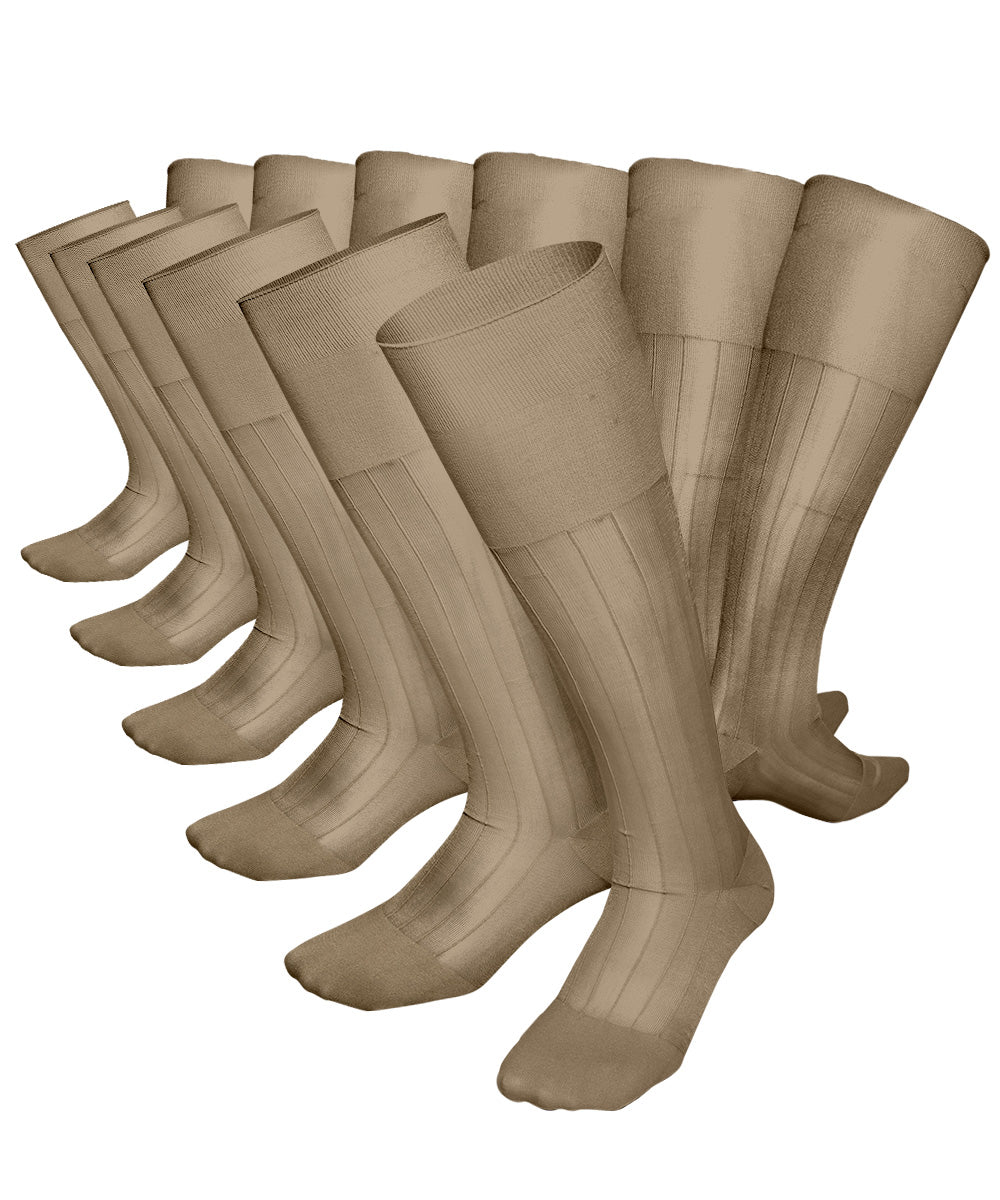 Vittorio Farina Men's Ribbed Shear Nylon Over The Calf Dress Socks - o - c - sky - 3 - Classy Cufflinks