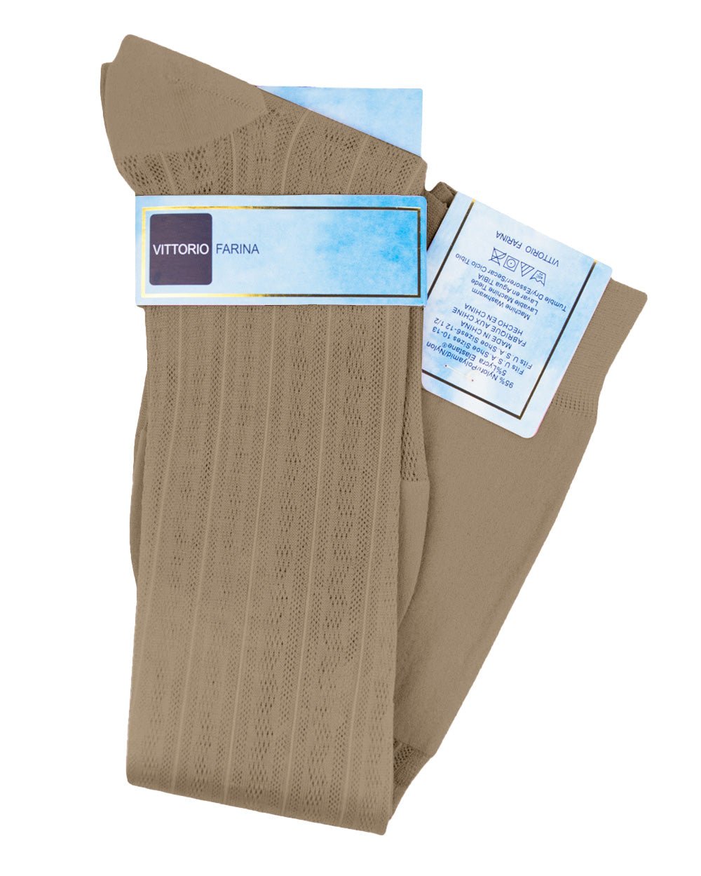 Vittorio Farina Men's Ribbed Shear Nylon Over The Calf Dress Socks - o - c - sky - 3 - Classy Cufflinks
