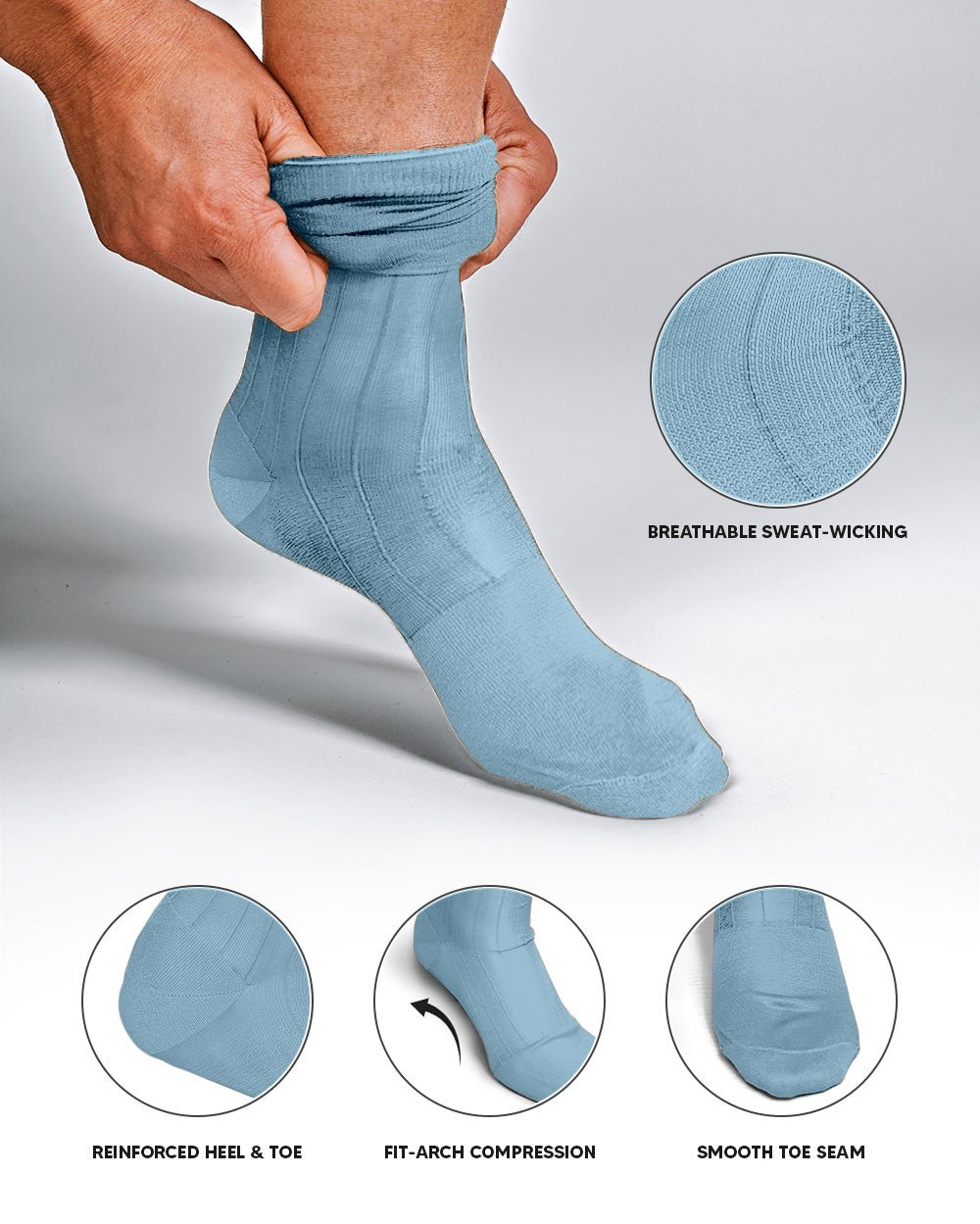 Vittorio Farina Men's Ribbed Shear Nylon Over The Calf Dress Socks - o - c - sky - 3 - Classy Cufflinks