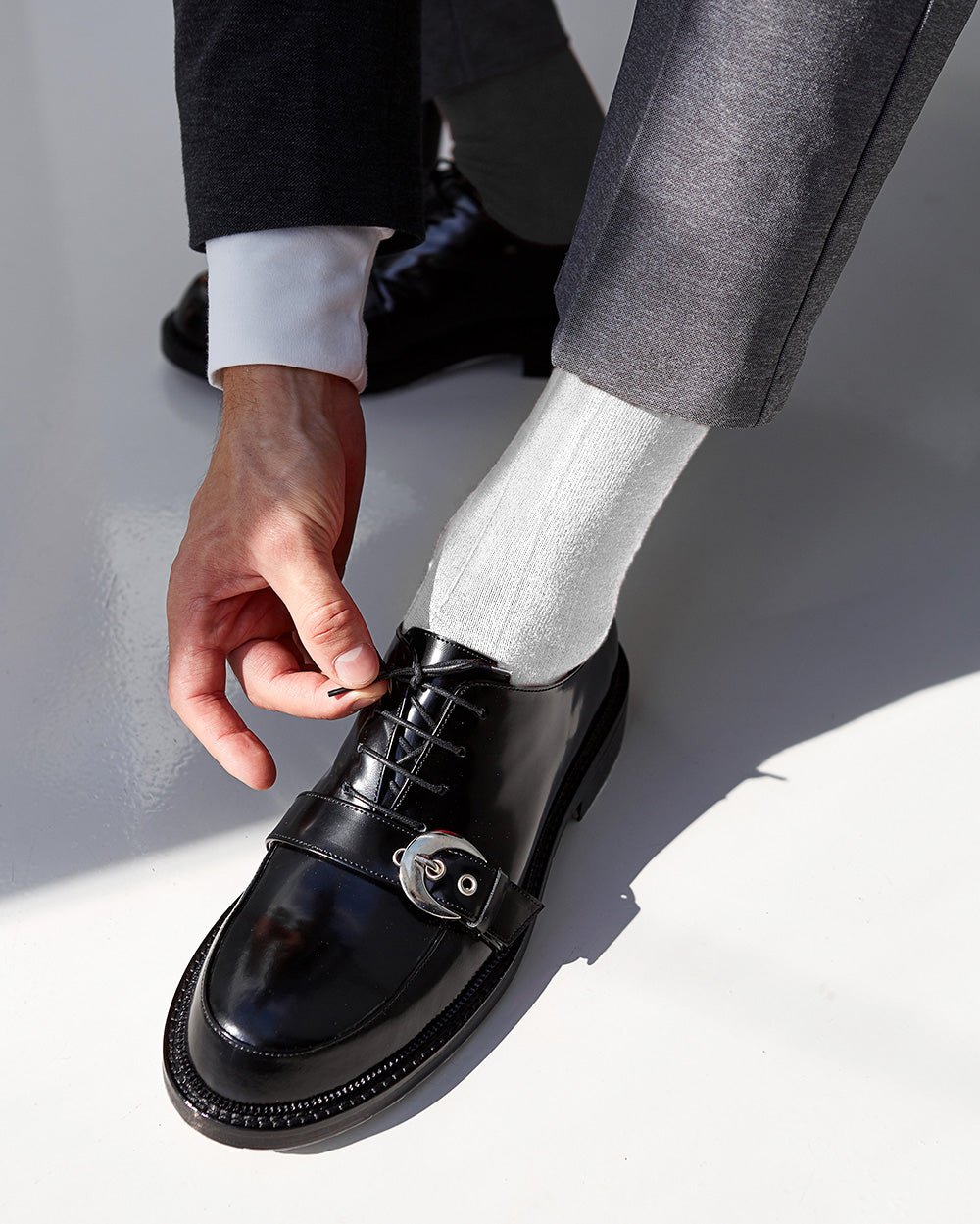 Vittorio Farina Men's Ribbed Shear Nylon Over The Calf Dress Socks - o - c - white - 3 - Classy Cufflinks