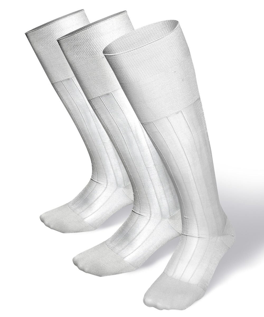 Vittorio Farina Men's Ribbed Shear Nylon Over The Calf Dress Socks - o - c - white - 3 - Classy Cufflinks