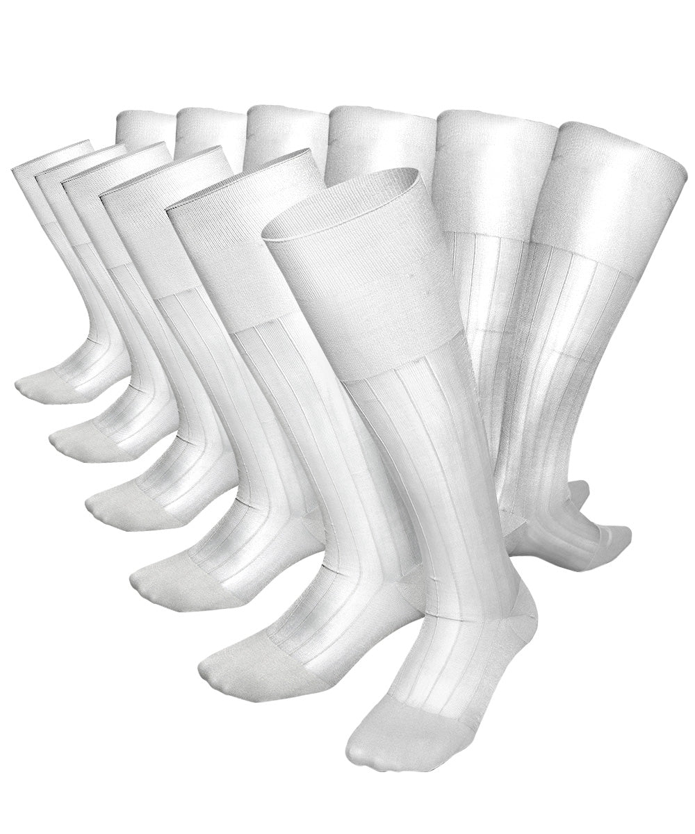 Vittorio Farina Men's Ribbed Shear Nylon Over The Calf Dress Socks - o - c - white - 3 - Classy Cufflinks