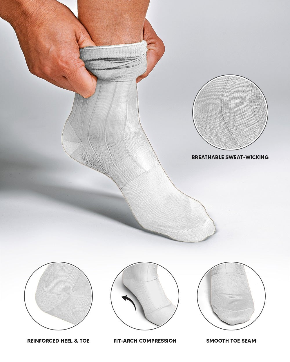 Vittorio Farina Men's Ribbed Shear Nylon Over The Calf Dress Socks - o - c - white - 3 - Classy Cufflinks