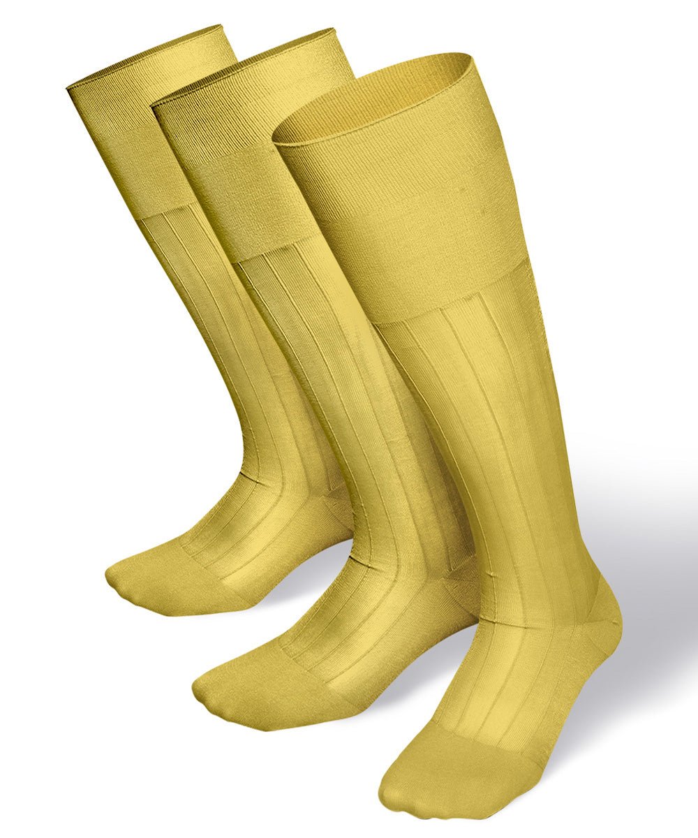 Vittorio Farina Men's Ribbed Shear Nylon Over The Calf Dress Socks - o - c - yellow - 3 - Classy Cufflinks