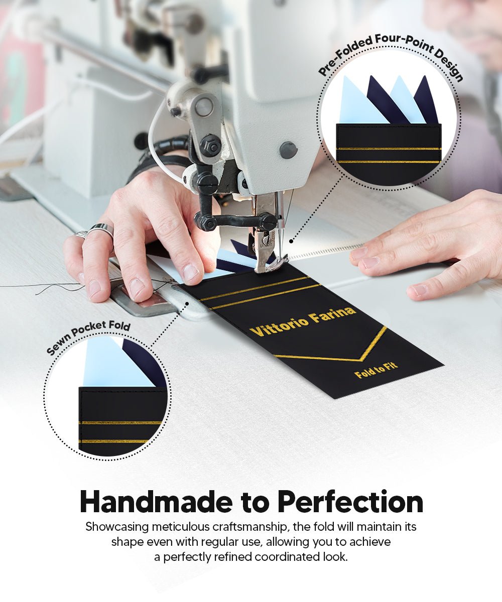 Vittorio Farina Pre - Folded Pocket Square (Two - Tone) - PS - PREFOLD_SKY - NAVY - Classy Cufflinks