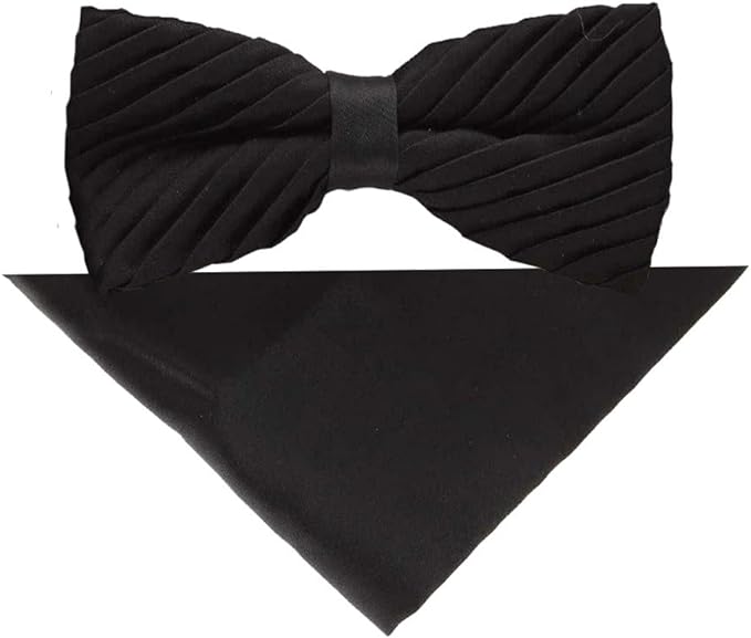 Vittorio Farina Pleated Bow Tie &amp; Pocket Square - rbh - 01 - Classy Cufflinks