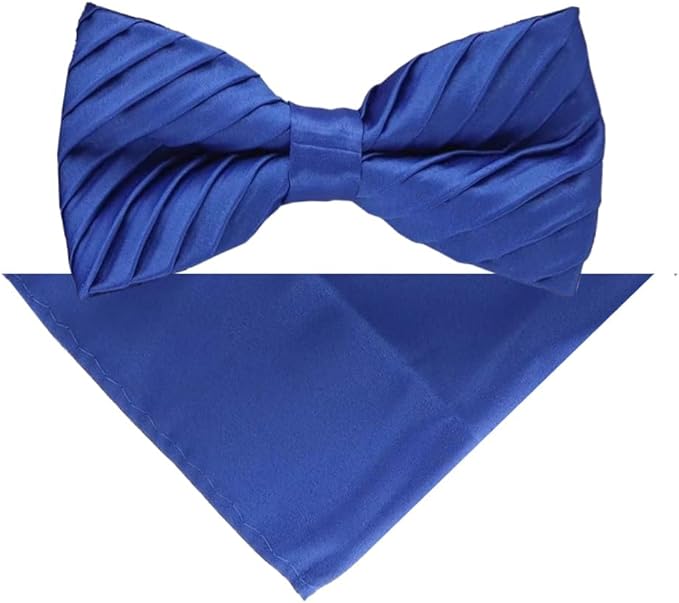 Vittorio Farina Pleated Bow Tie & Pocket Square - rbh - 010 - Classy Cufflinks