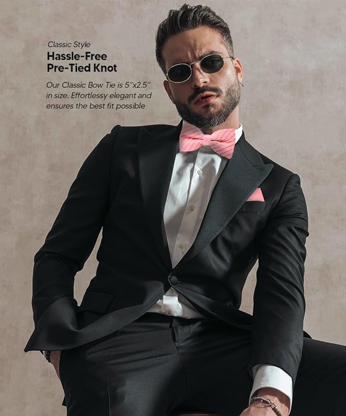 Vittorio Farina Pleated Bow Tie & Pocket Square - rbh - 05 - Classy Cufflinks