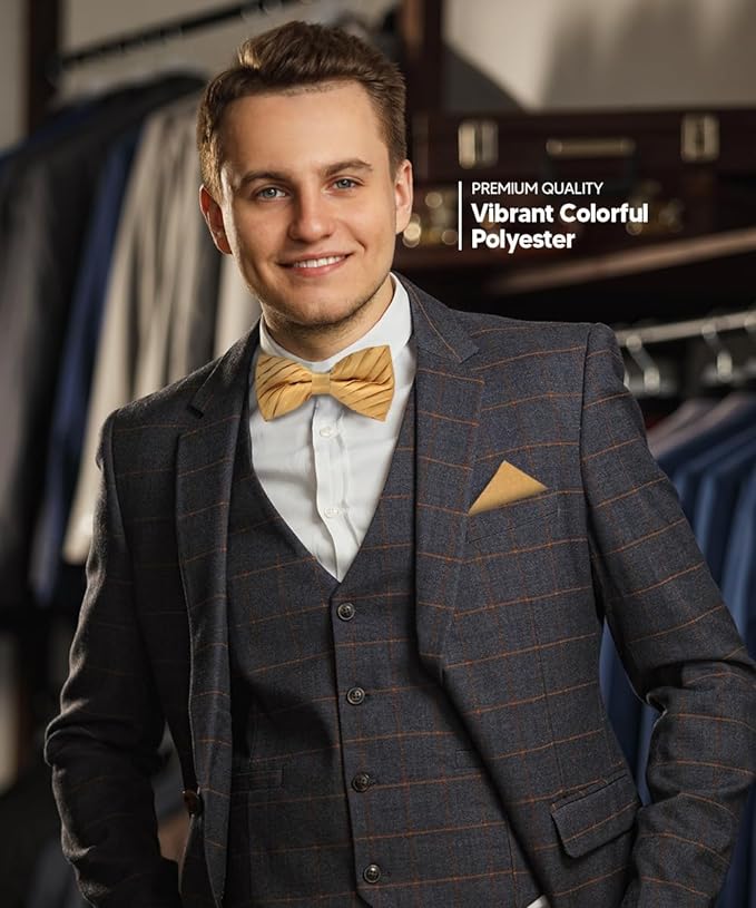 Vittorio Farina Pleated Bow Tie &amp; Pocket Square - rbh - 06 - Classy Cufflinks