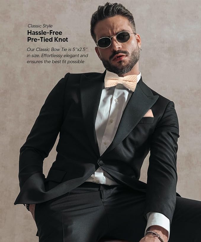 Vittorio Farina Pleated Bow Tie &amp; Pocket Square - rbh - 09 - Classy Cufflinks