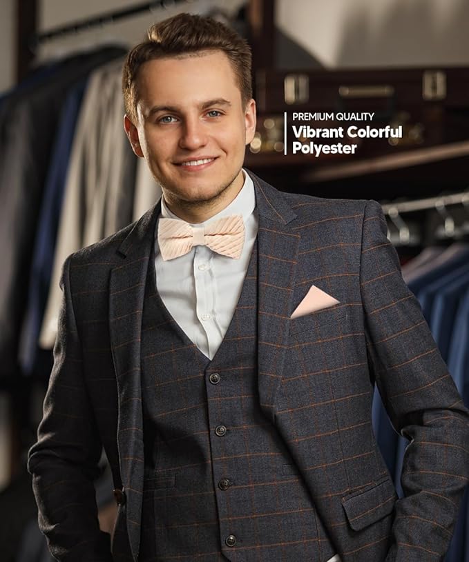 Vittorio Farina Pleated Bow Tie &amp; Pocket Square - rbh - 09 - Classy Cufflinks