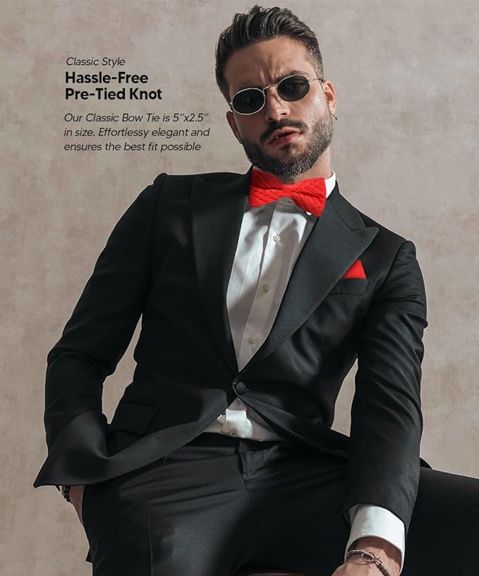 Vittorio Farina Pleated Bow Tie &amp; Pocket Square - rbh - 09 - Classy Cufflinks