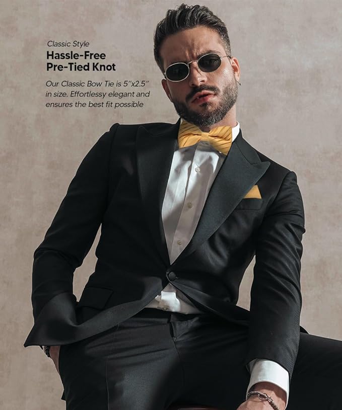 Vittorio Farina Pleated Bow Tie &amp; Pocket Square - rbh - 09 - Classy Cufflinks