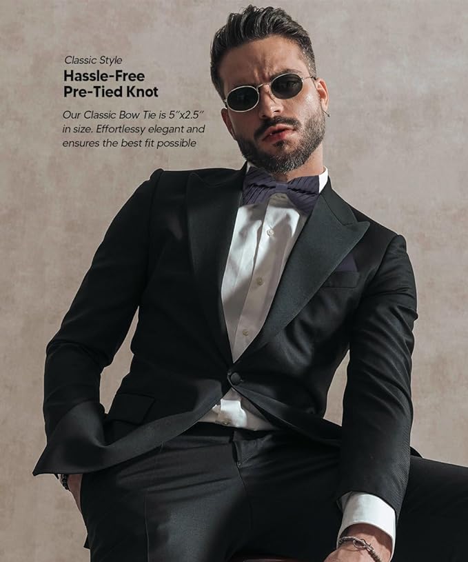 Vittorio Farina Pleated Bow Tie &amp; Pocket Square - rbh - 09 - Classy Cufflinks