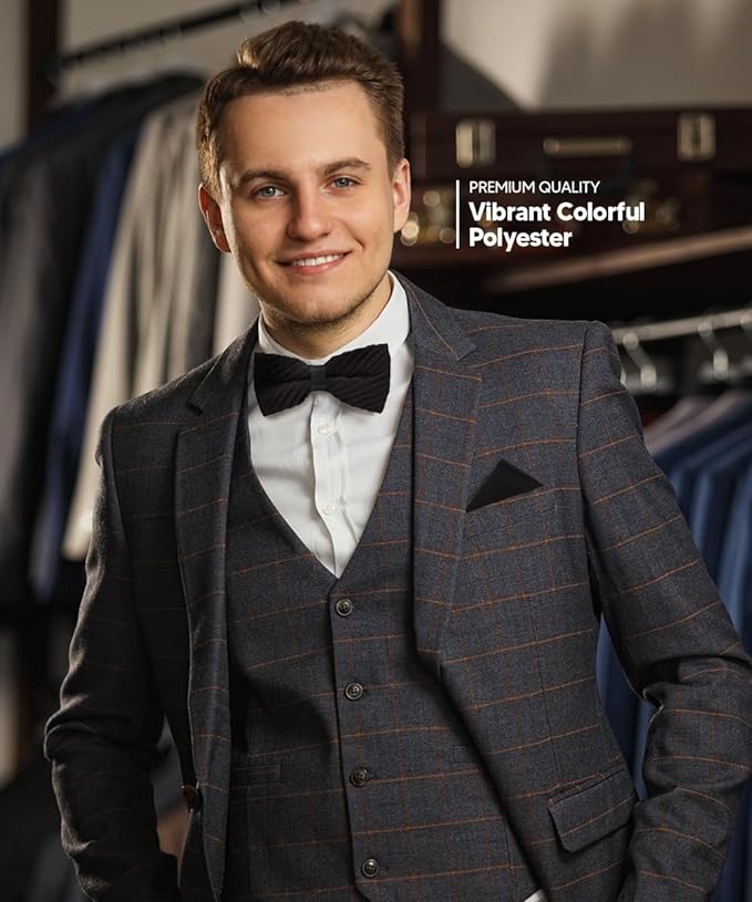 Vittorio Farina Pleated Bow Tie &amp; Pocket Square - rbh - 09 - Classy Cufflinks