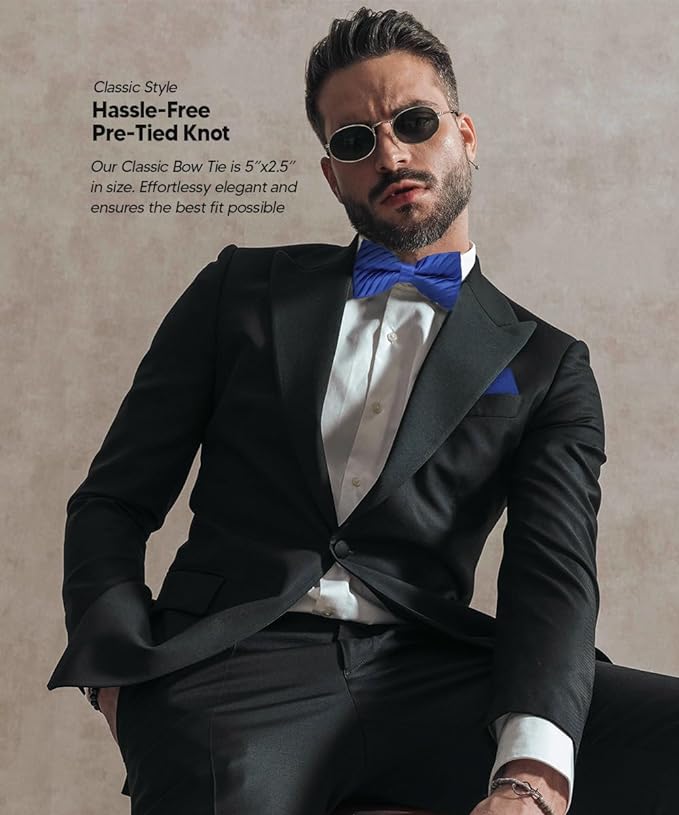 Vittorio Farina Pleated Bow Tie &amp; Pocket Square - rbh - 09 - Classy Cufflinks