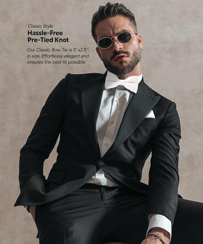 Vittorio Farina Pleated Bow Tie &amp; Pocket Square - rbh - 09 - Classy Cufflinks