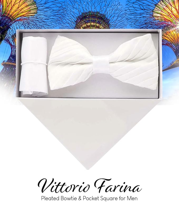 Vittorio Farina Pleated Bow Tie &amp; Pocket Square - rbh - 09 - Classy Cufflinks