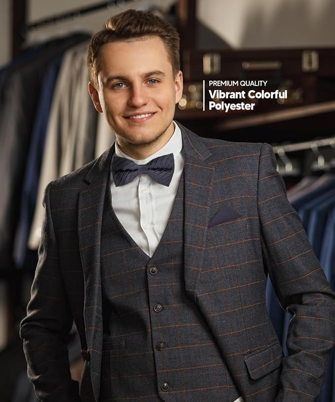 Vittorio Farina Pleated Bow Tie &amp; Pocket Square - rbh - 09 - Classy Cufflinks