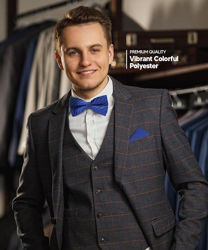 Vittorio Farina Pleated Bow Tie &amp; Pocket Square - rbh - 09 - Classy Cufflinks