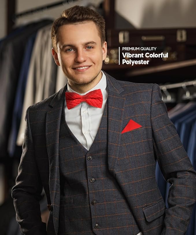 Vittorio Farina Pleated Bow Tie &amp; Pocket Square - rbh - 09 - Classy Cufflinks