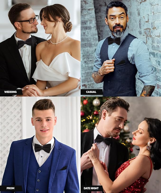 Vittorio Farina Pleated Bow Tie &amp; Pocket Square - rbh - 09 - Classy Cufflinks