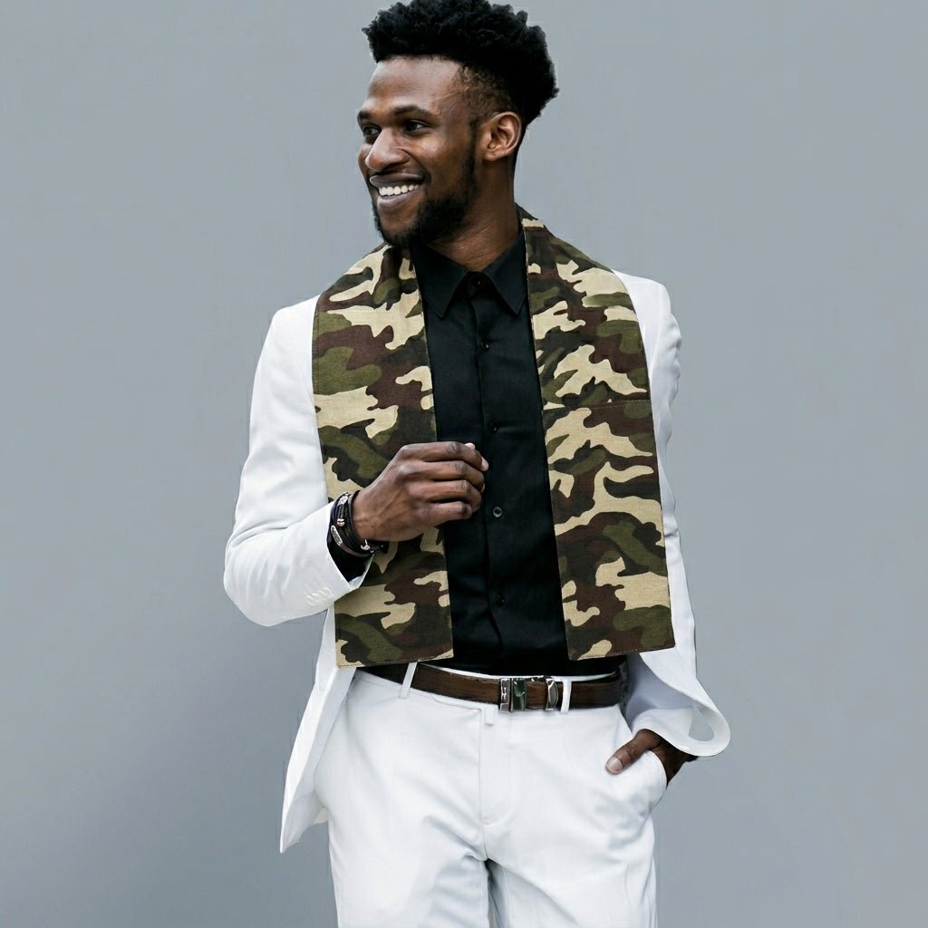 Vittorio Farina Mens' Kente Satin Scarf - SCARVES_Camo - Classy Cufflinks