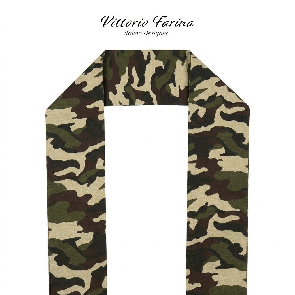 Vittorio Farina Mens' Kente Satin Scarf - SCARVES_Camo - Classy Cufflinks