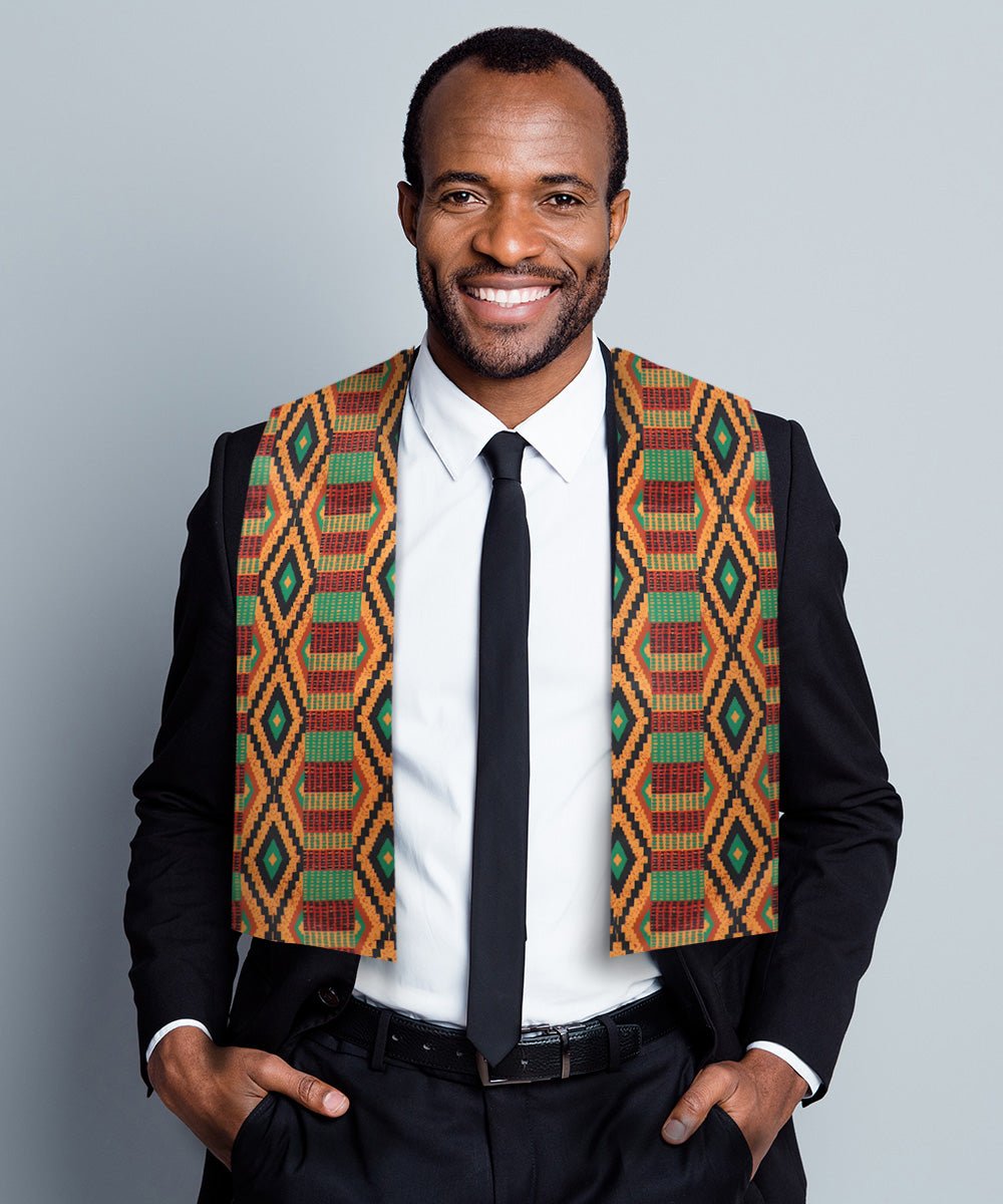 Vittorio Farina Mens' Kente Satin Scarf - SCARVES_Kente #2 - Classy Cufflinks