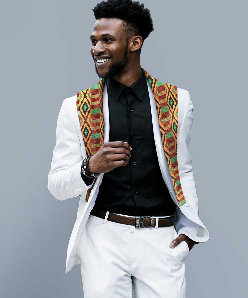 Vittorio Farina Mens' Kente Satin Scarf - SCARVES_Kente #2 - Classy Cufflinks