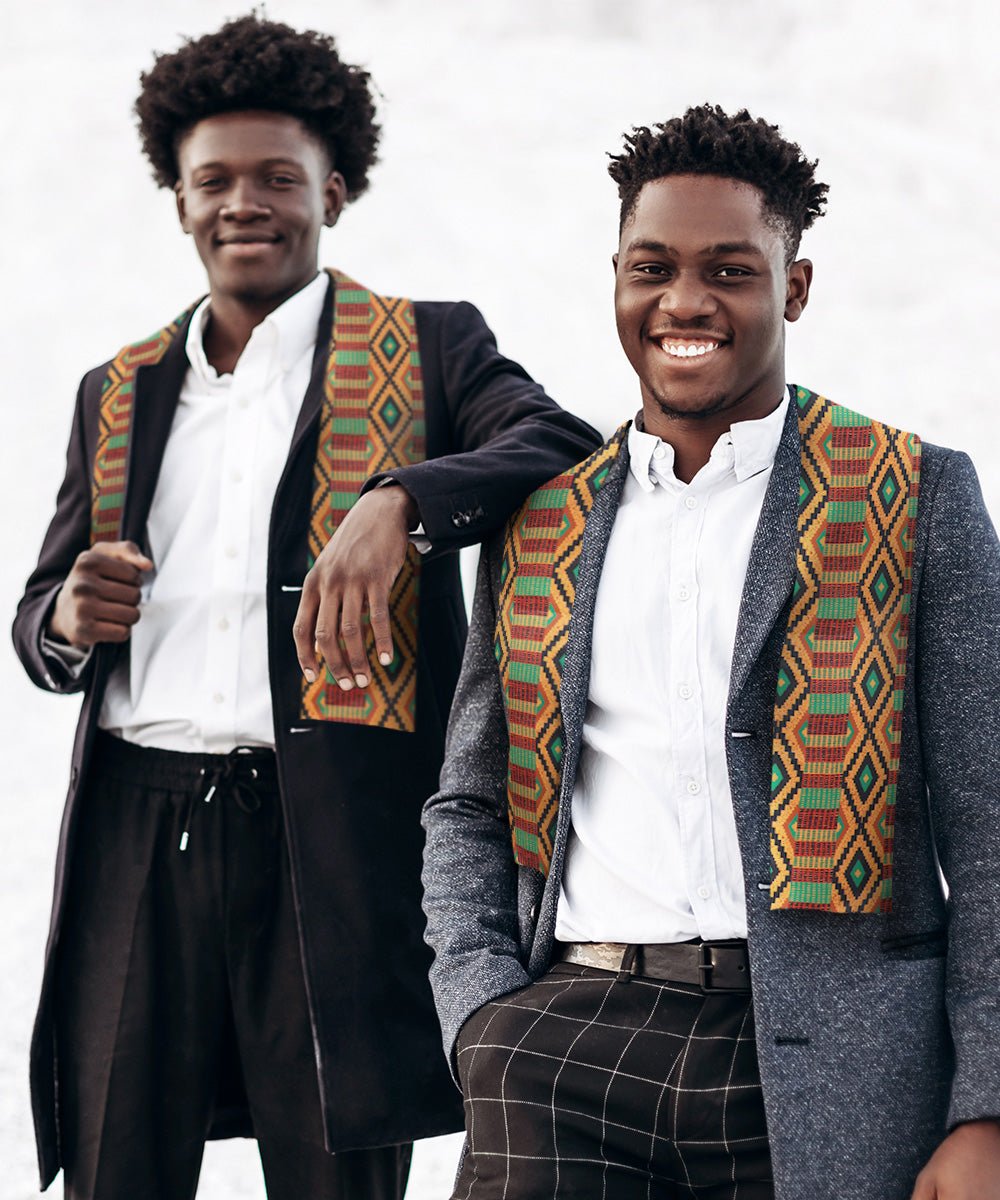 Vittorio Farina Mens' Kente Satin Scarf - SCARVES_Kente #2 - Classy Cufflinks