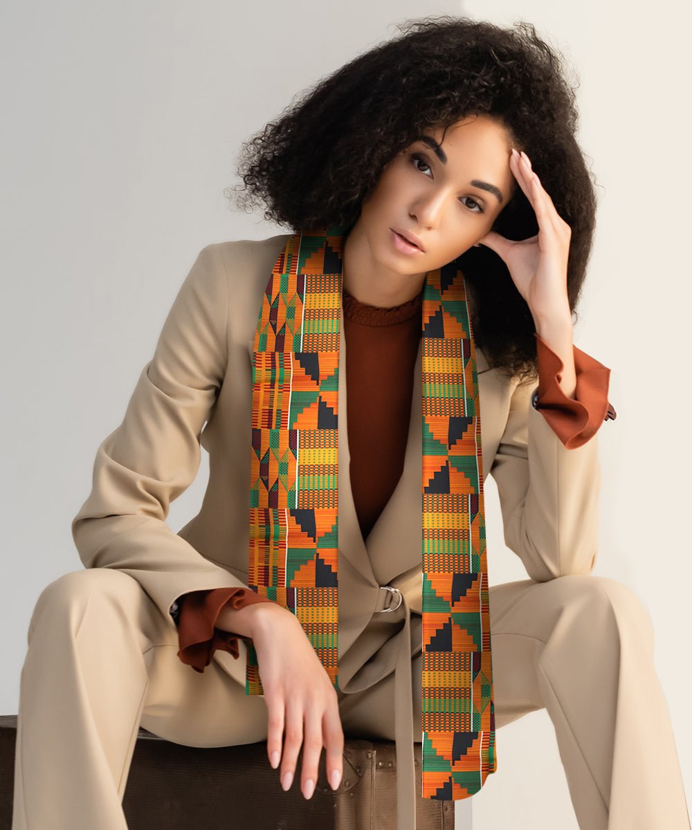 Vittorio Farina Mens' Kente Satin Scarf - SCARVES_Kente #3 - Classy Cufflinks