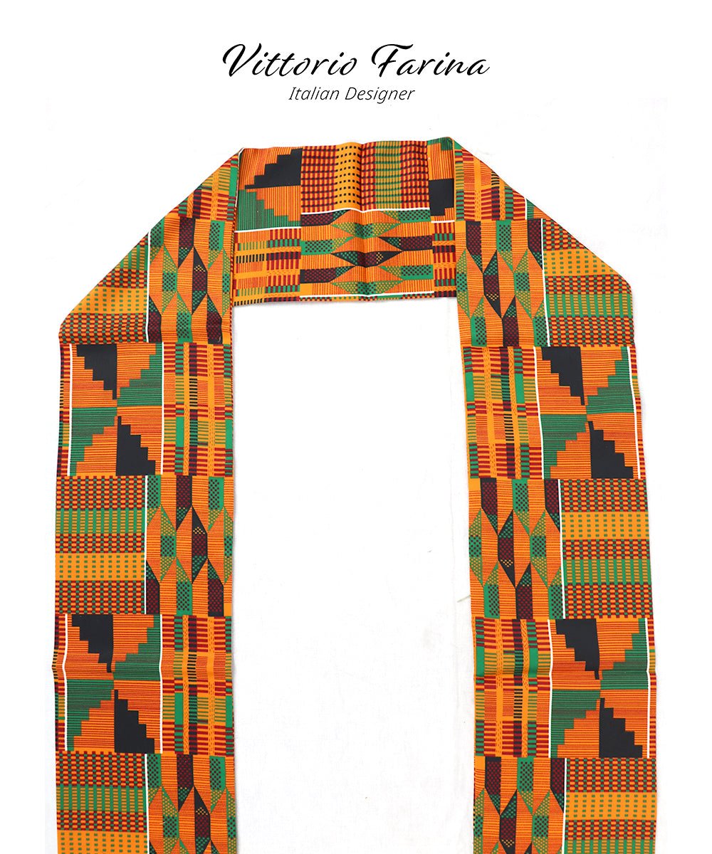 Vittorio Farina Mens' Kente Satin Scarf - SCARVES_Kente #3 - Classy Cufflinks