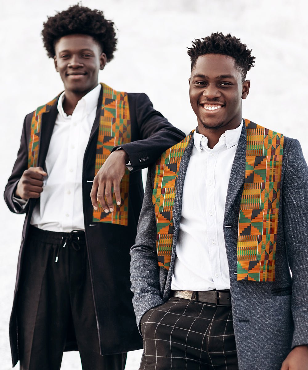 Vittorio Farina Mens' Kente Satin Scarf - SCARVES_Kente #3 - Classy Cufflinks