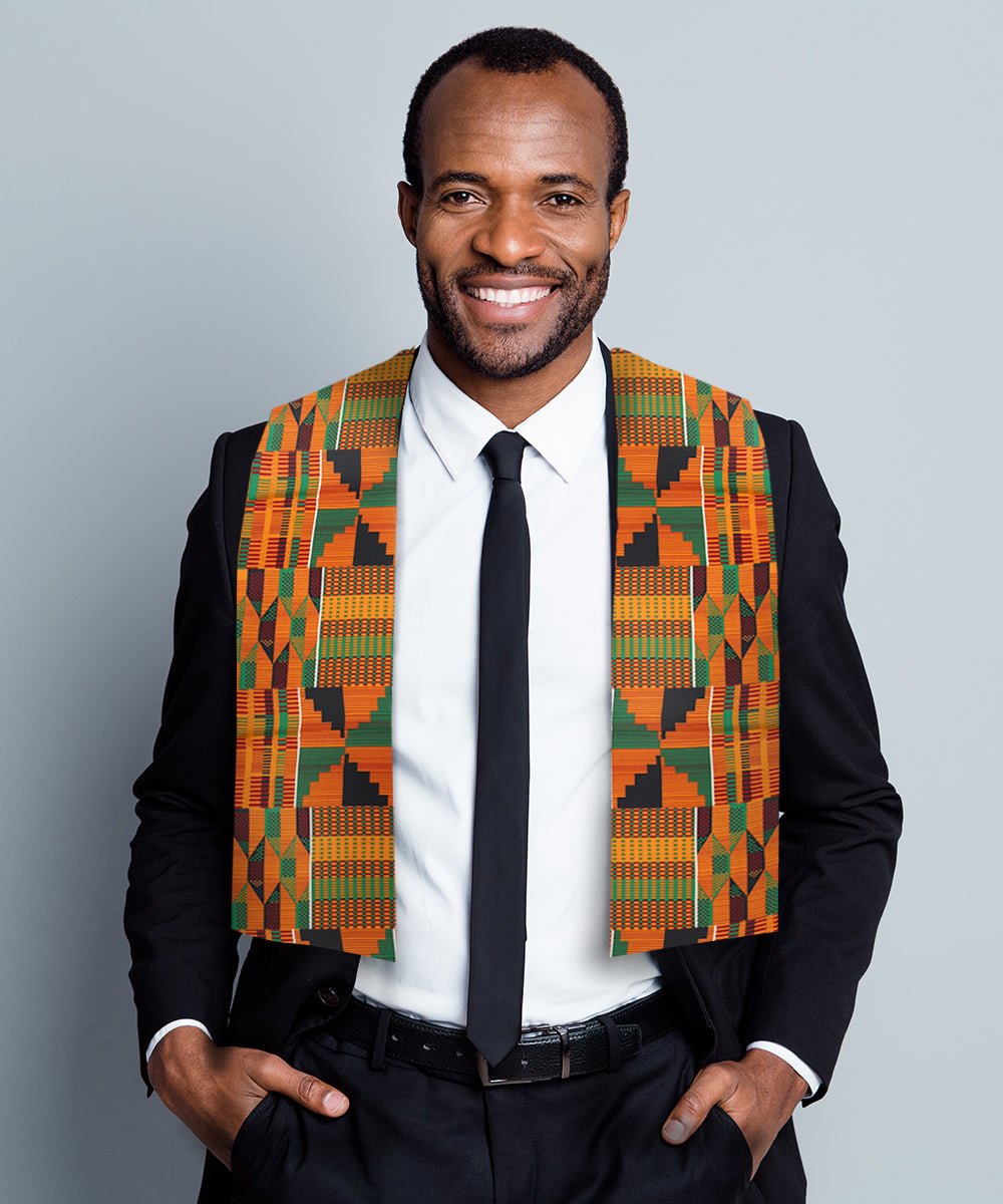 Vittorio Farina Mens' Kente Satin Scarf - SCARVES_Kente #3 - Classy Cufflinks