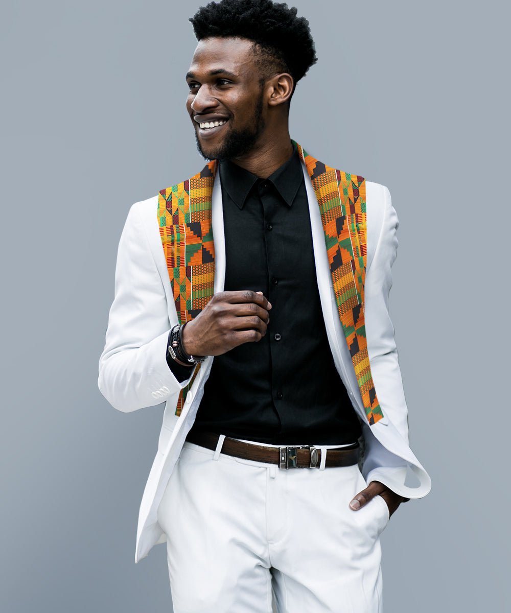 Vittorio Farina Mens' Kente Satin Scarf - SCARVES_Kente #3 - Classy Cufflinks