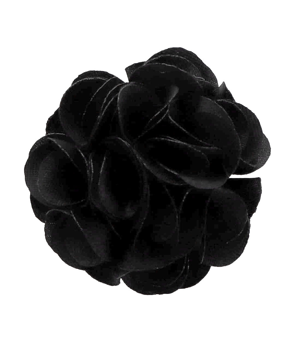 Vittorio Vico Small Satin Flower Lapel Pin - solidlapel - small - black - Classy Cufflinks