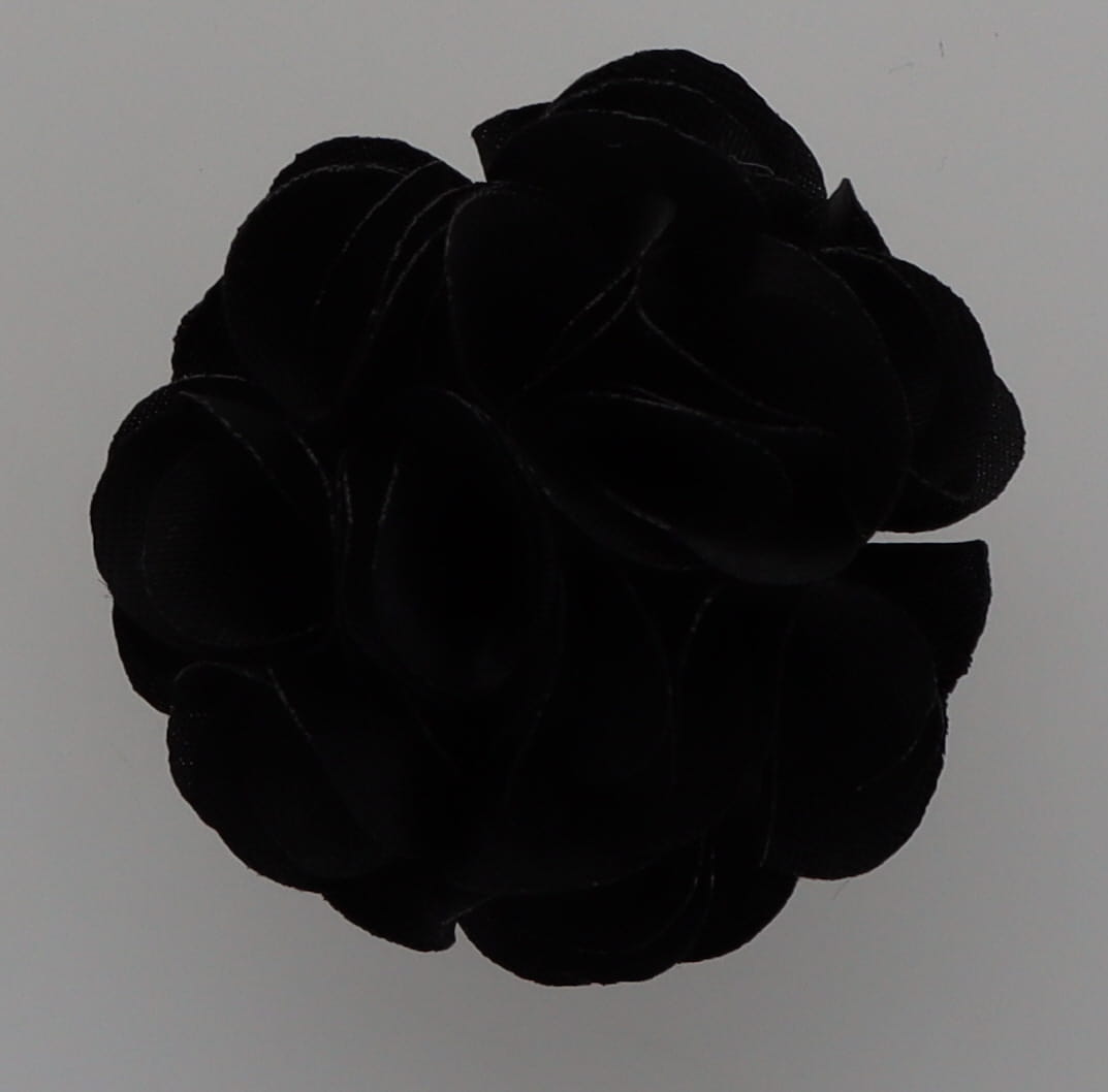 Vittorio Vico Small Satin Flower Lapel Pin - solidlapel - small - black - Classy Cufflinks