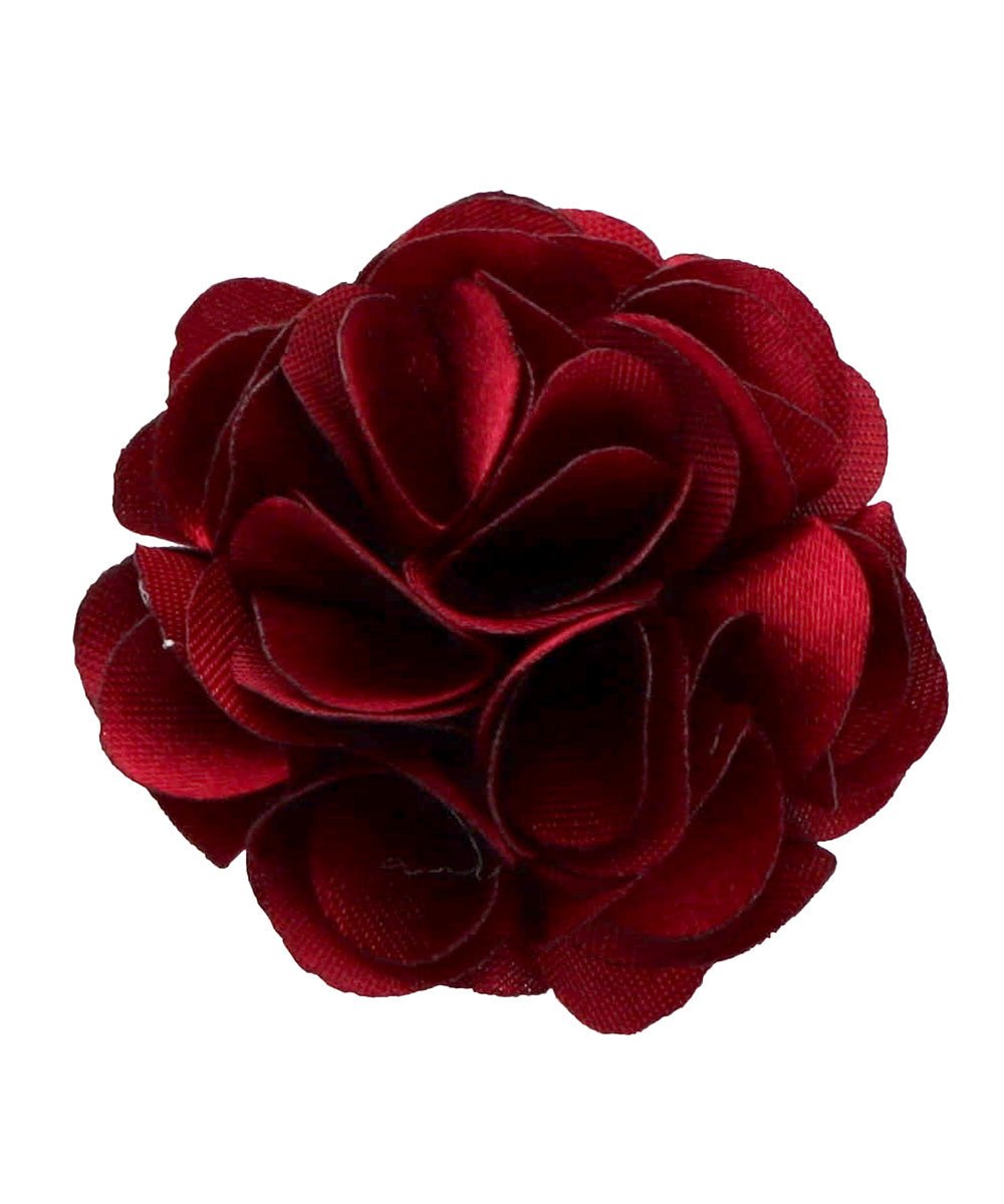 Vittorio Vico Small Satin Flower Lapel Pin - solidlapel - small - burgundy - Classy Cufflinks