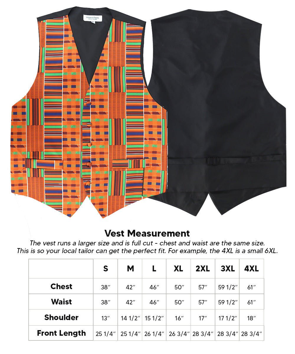 Vittorio Farina Kente Vest &amp; Bow Tie - vest_kente_BB_Kente #1_S - Classy Cufflinks