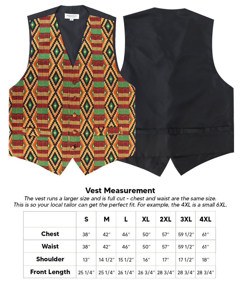 Vittorio Farina Kente Vest &amp; Bow Tie - vest_kente_BB_Kente #2_S - Classy Cufflinks