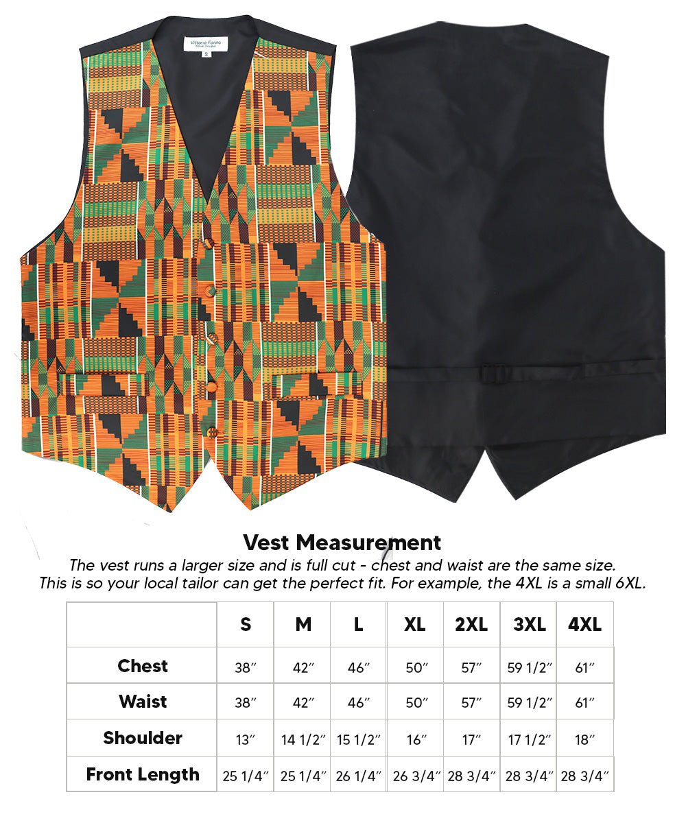 Vittorio Farina Kente Vest &amp; Bow Tie - vest_kente_BB_Kente #3_S - Classy Cufflinks