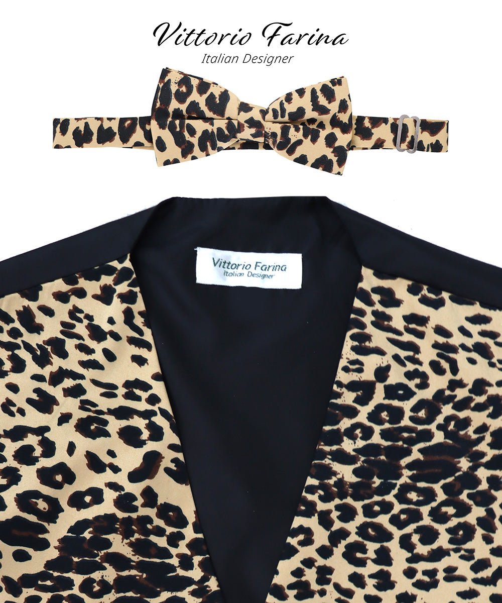Vittorio Farina Kente Vest &amp; Bow Tie - vest_kente_BB_leo_S - Classy Cufflinks