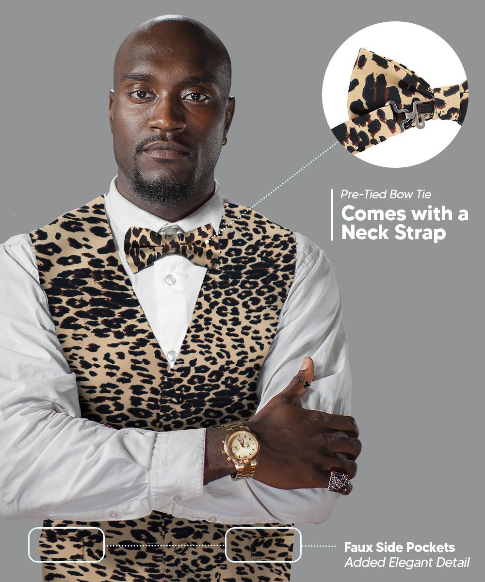 Vittorio Farina Kente Vest &amp; Bow Tie - vest_kente_BB_leo_S - Classy Cufflinks