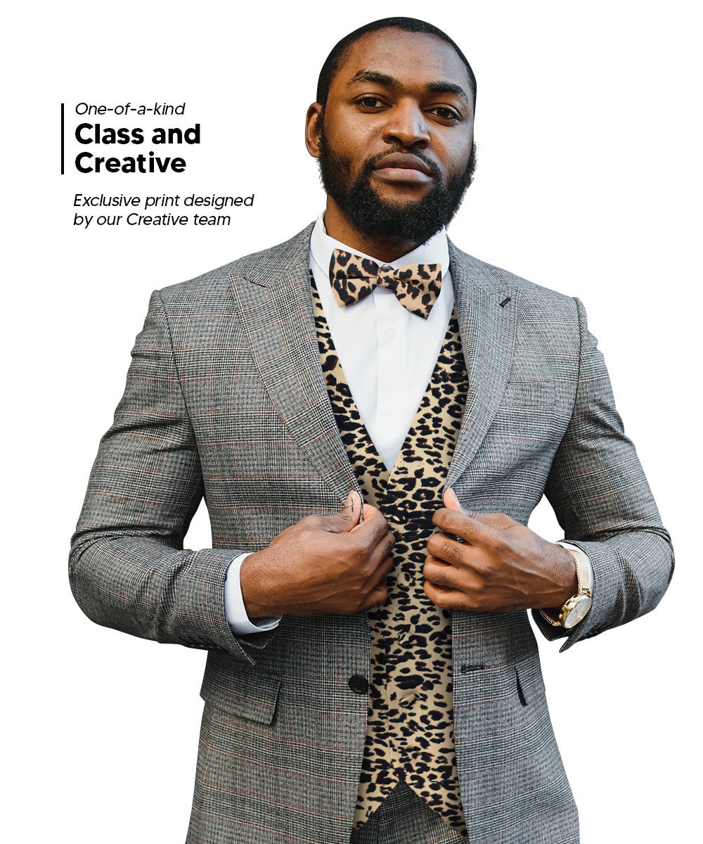 Vittorio Farina Kente Vest &amp; Bow Tie - vest_kente_BB_leo_S - Classy Cufflinks