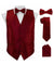 Vittorio Farina Men's Woven Paisley Vest, Necktie, Bow Tie and Pocket Square Set (Black Back) - vest_paisley_BB_burgundy_XS - Classy Cufflinks