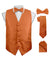 Vittorio Farina Men's Woven Paisley Vest, Necktie, Bow Tie and Pocket Square Set (Black Back) - vest_paisley_BB_burntorange_XS - Classy Cufflinks