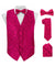 Vittorio Farina Men's Woven Paisley Vest, Necktie, Bow Tie and Pocket Square Set (Black Back) - vest_paisley_BB_hotpink_XS - Classy Cufflinks